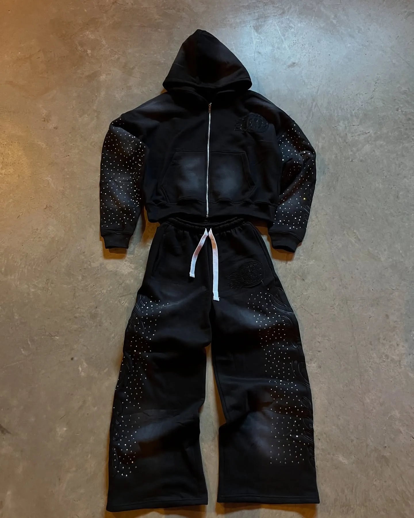 Autumn and winter European loose rhinestone decal retro zipper hoodie y2k Harajuku casual solid color sports design street hoodi