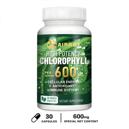 Chlorophyll Capsules 600mg - for Energy, Immunity, Skin & Internal Deodorant 30 Capsules