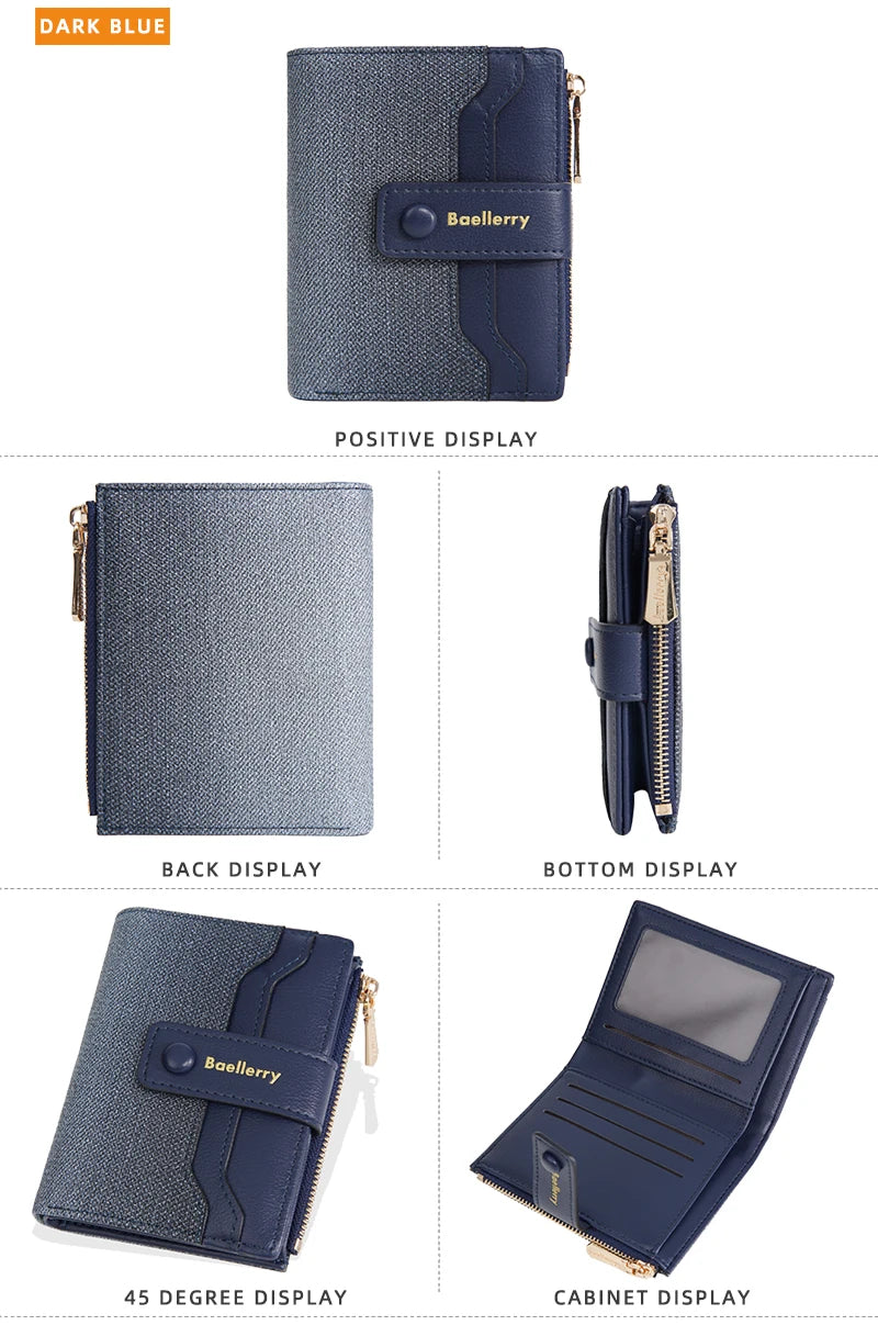 Baellerry High Quality Women Wallets New Simple Short Card Holde Brand Female Purse Photo Holder Coin Pocket Zipper Women Wallet