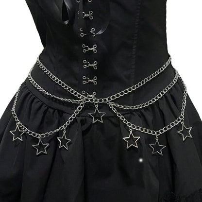 Punk Goth Steam Five-Pointed Star Waist Chain,JK Accessory Skirt Chain,Subculture Waist Belt,Y2K