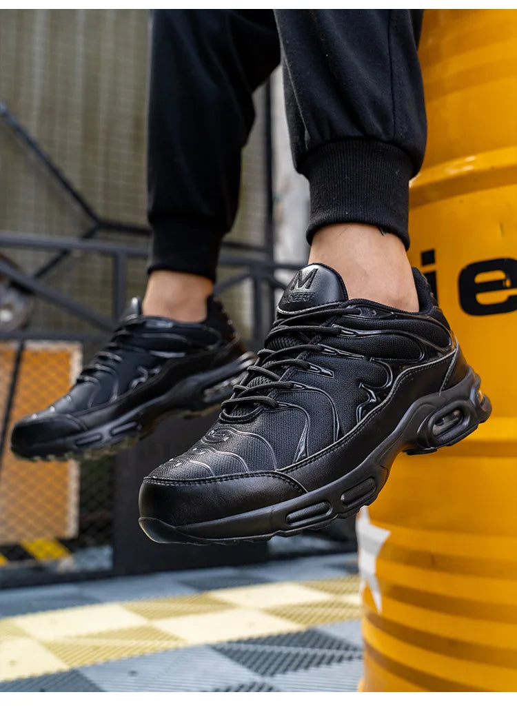 Sport Air Cushion Reflective Work Safety Boots Anti-smash Fashion Safety Shoes Steel Toe Sneaker Man Puncture Proof Work Shoes - Badiee Stylez