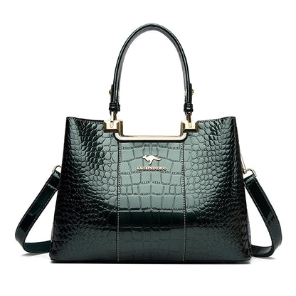 Three Layers Women Shoulder Bags Luxury Designer High Quality Patent Leather Messenger Casual Tote Bag Large Capacity Hand bags Green