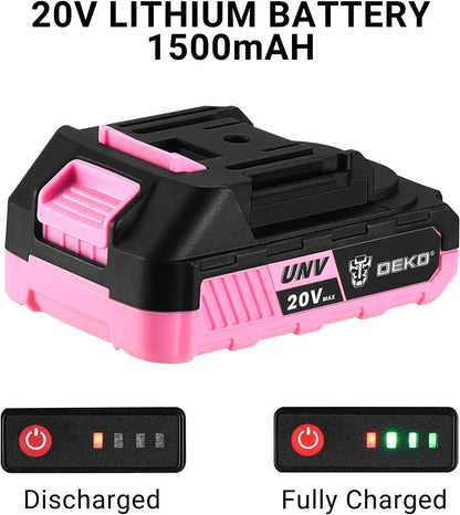 Power Drill Cordless: DEKO Pink Cordless Drill 20V Electric Power Drill Set Tool for Women - Badiee Stylez