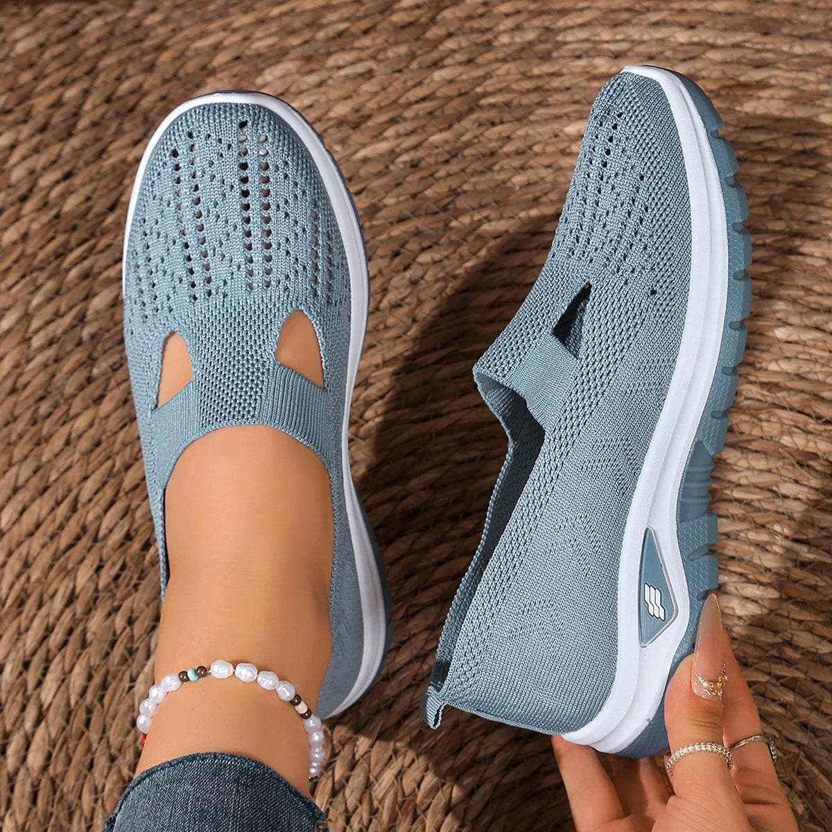 women's summer shoes - casual sneaker, Non-slip sole design, fly-woven upper is more skin-friendly sale shoes with free shipping Blue