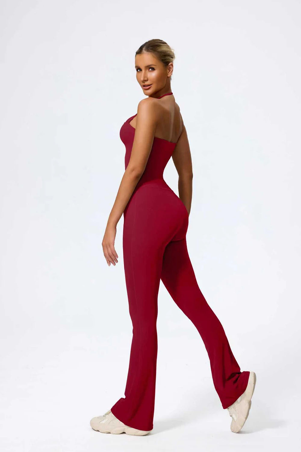 Fashionable Peach-Shaped Hip-Lifting And Neck-Hanging Yoga Jumpsuit For Women Casual And Slightly Flared Fitness Yoga Wear Badiee Stylez