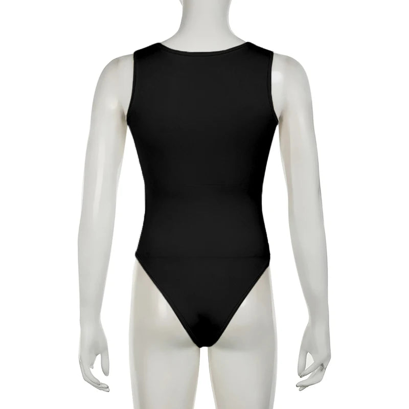 Darlingaga Casual Square Neck Fitness Summer Bodysuit Women Sleeveless Solid Basic One Piece Bodies Sporty Sexy Rompers Outfits