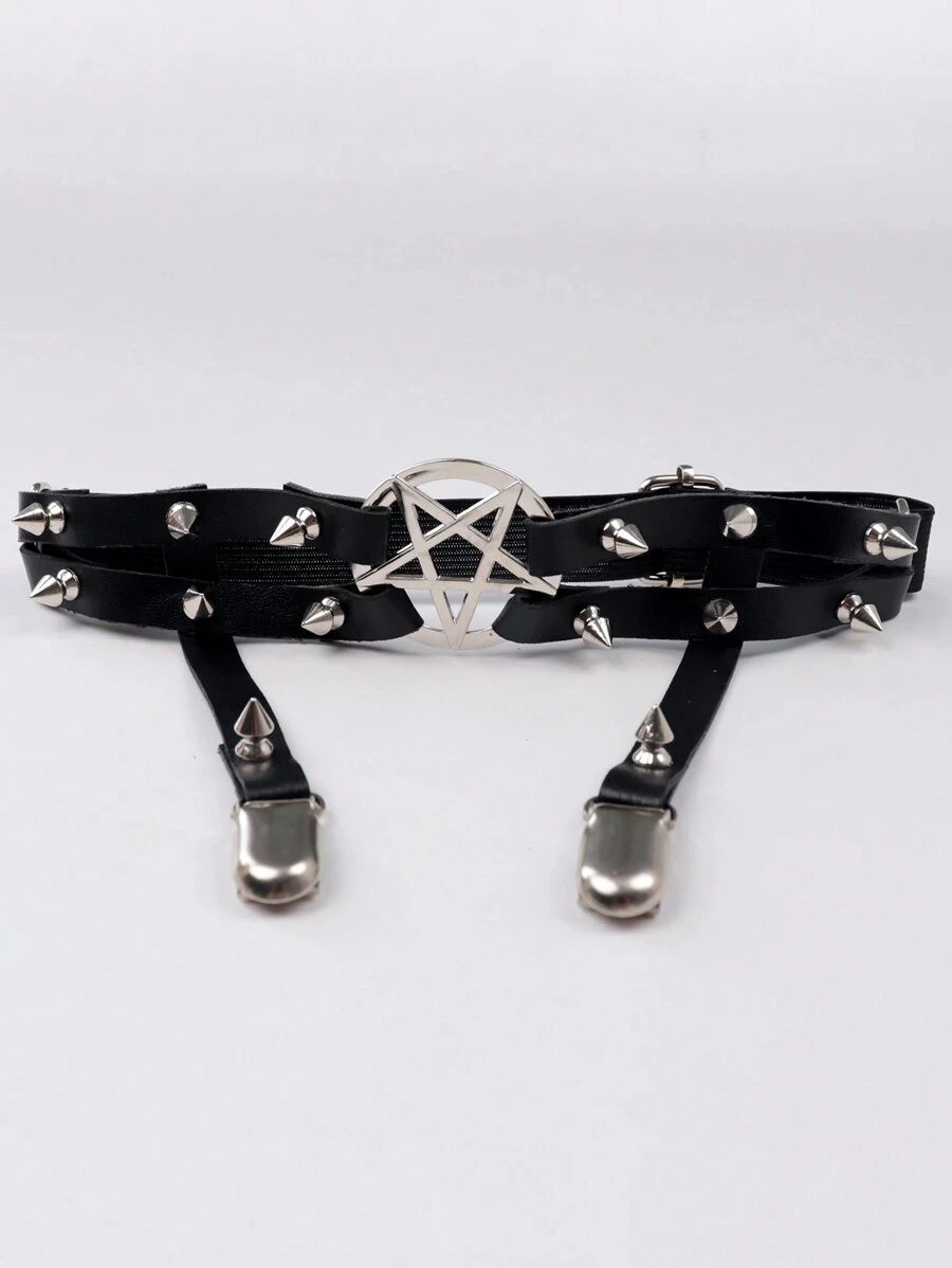 1PC Women Sexy Garter Belt Rivets Leg Ring Rock Pub Punk Pendientes Party Club Sexy Gothic Femmal Suspender Badiee Stylez