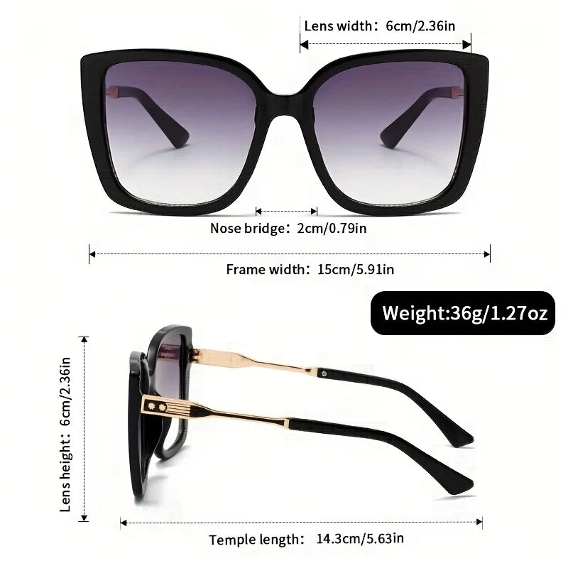 1pc Women's Large Square Frame Fashion Sunglasses - Stylish Gradient Purple Lens with Tortoiseshell Pattern Badiee Stylez