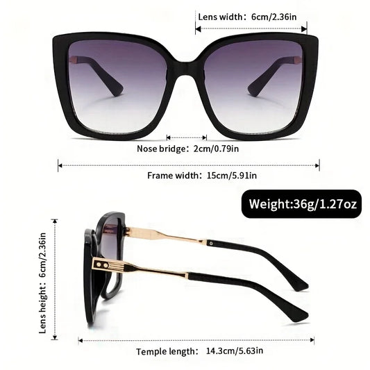 1pc Women's Large Square Frame Fashion Sunglasses - Stylish Gradient Purple Lens with Tortoiseshell Pattern Badiee Stylez