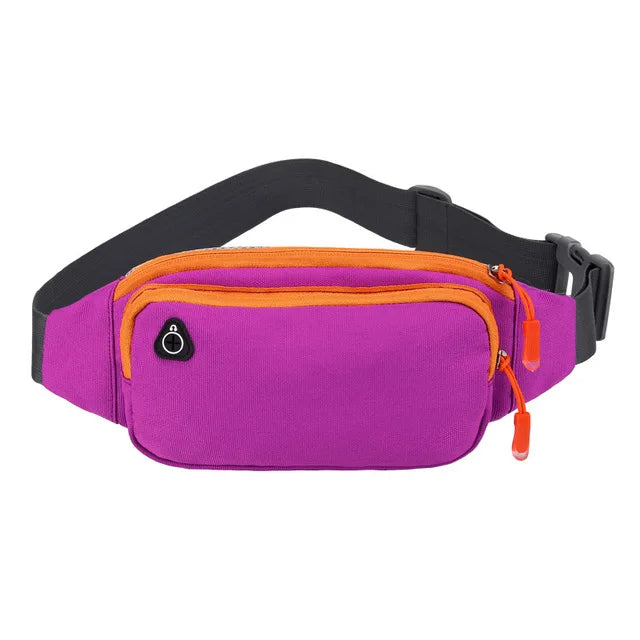 Nylon Waterproof Fanny Waist Bag Pack For Men Women Belt Pouch Male Belly Banana Ladies Bum Hip Kangaroo Sports Running Waistbag Purple CHINA