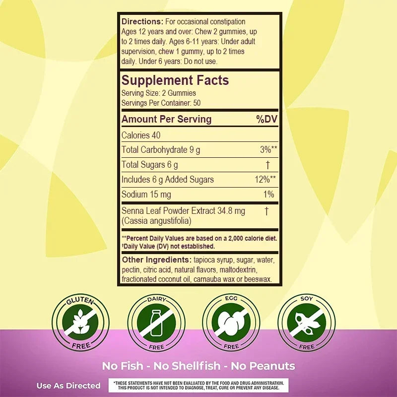 Laxative Gummies - Supports Intestinal Health, Relieves Constipation, Bowel Cleansing and Detoxification, Nutrient Digestion