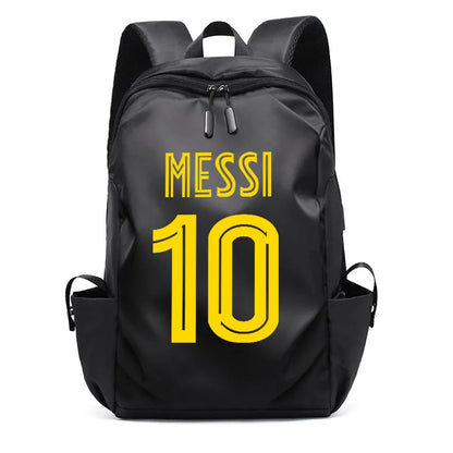 Football Super Stars MESSI Backpack Boy Girl Unisex College Student Backpack Women Men Laptop Teens Student USB Port Rucksack Black B065