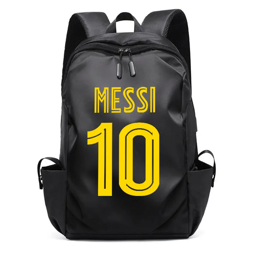 Football Super Stars MESSI Backpack Boy Girl Unisex College Student Backpack Women Men Laptop Teens Student USB Port Rucksack Black B065