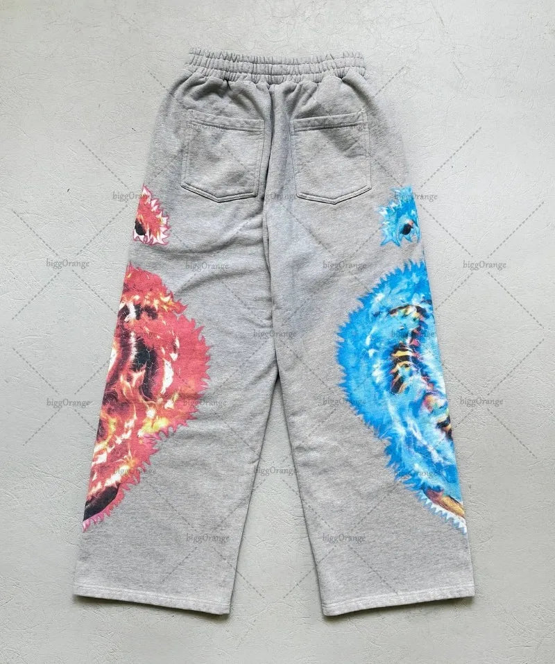 Street Hip-hop Goth Tiger Pattern Casual Women Suit American Retro Harajuku Y2K Fashion Cotton Oversized Hoodie Sport Pants