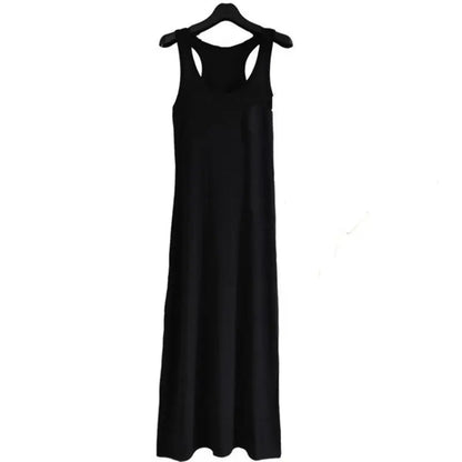 Hook Flower Hollow V-Neck Knitted Short Sleeve Pullover Sweater Loose Black Modal Sleeveless Vest Dress Sets Two Piece Set 2024