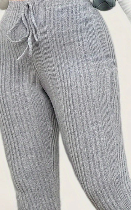 Plus Size 1XL-5XL Fashionable Women's Solid Color Casual Lace Up Pants Women's Casual Cropped Pants