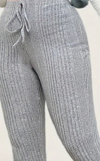 Plus Size 1XL-5XL Fashionable Women's Solid Color Casual Lace Up Pants Women's Casual Cropped Pants