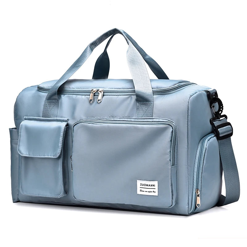 UNIXINU Carry On Travel Bag Large Capacity Weekender Overnight Duffle Bags with Shoe Compartment Sports Fitness Bags for Women Blue