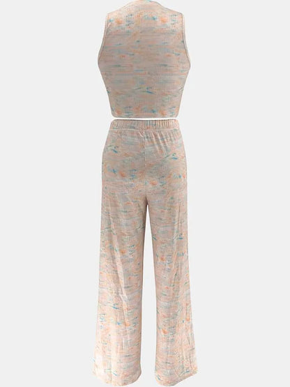 2 Piece Sets Womens Outfits Elegant Stretchy Knitted Summer Suit Sexy Sleeveless Top and Pant Suit Wholesale Dropshipping