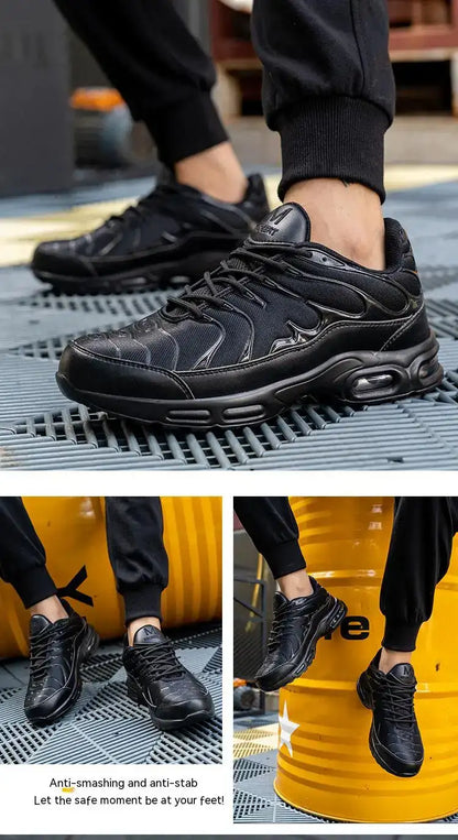 Sport Air Cushion Reflective Work Safety Boots Anti-smash Fashion Safety Shoes Steel Toe Sneaker Man Puncture Proof Work Shoes