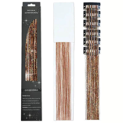 6-Piece Set BB Clip Tinsel Hair Metal Laser Gold Thread PET Laser Thread Highlighting Cross-Border Hair Accessories