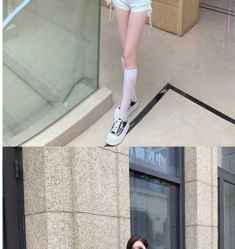 High Waist Shirring Black Bodycon Shorts Female Summer All-match Pleated Elasticity Elastic Waist Straight Women Slim Trousers