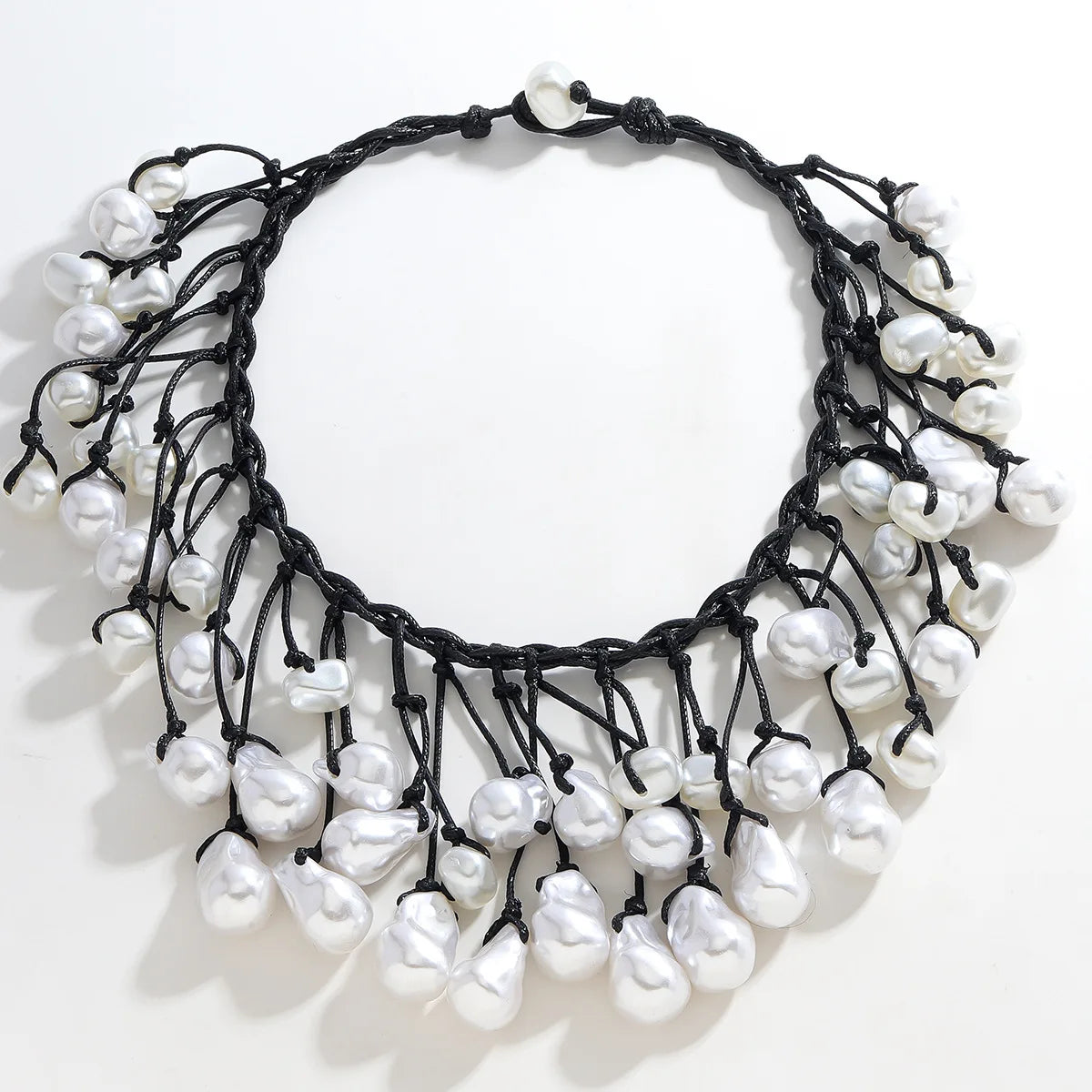 HUANQI Exaggerated Elegant Punk Sweet Cool Hot Girl Style Imitation Pearl Necklace for Women's Daily Date Jewelry