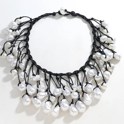 HUANQI Exaggerated Elegant Punk Sweet Cool Hot Girl Style Imitation Pearl Necklace for Women's Daily Date Jewelry