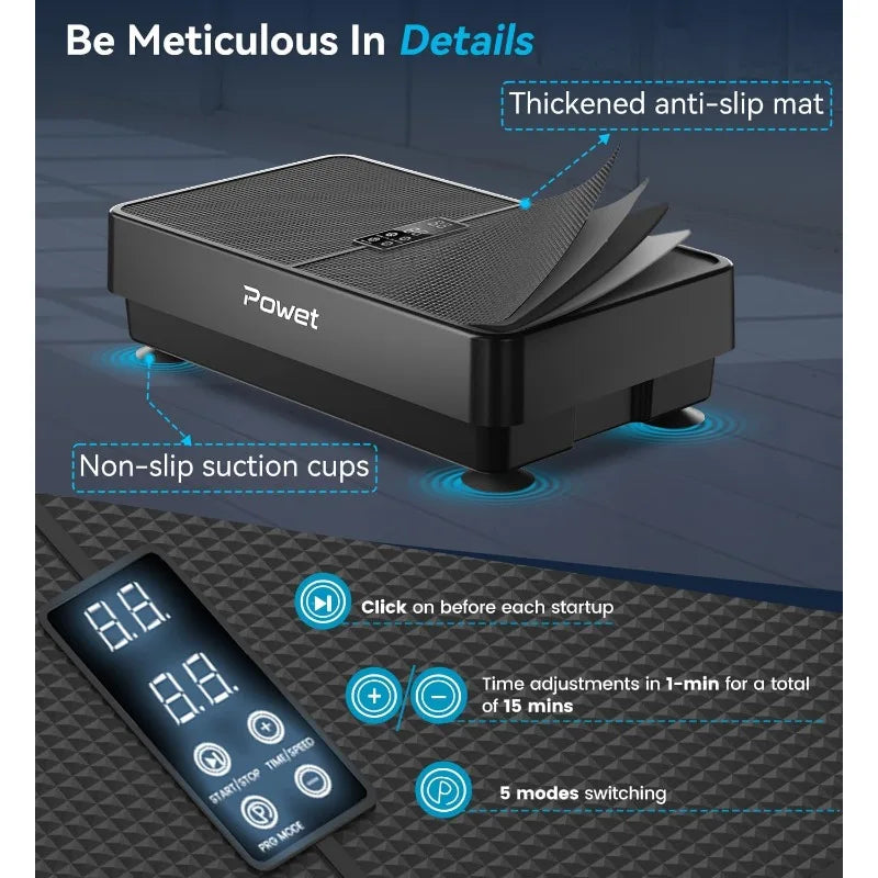 POWET Vibration Plate Exercise Machine for Weight Loss, Woukout & Lymphatic Drainage – Whole Body Vibrating