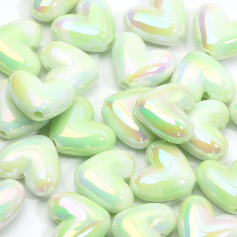 10pcs 15x17mm Macarons ABS Spacer Beads Gradients Heart Acrylic Beads For Diy Jewelry Making Bracelet Necklace Earrings Pendant C06600