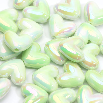 10pcs 15x17mm Macarons ABS Spacer Beads Gradients Heart Acrylic Beads For Diy Jewelry Making Bracelet Necklace Earrings Pendant C06600