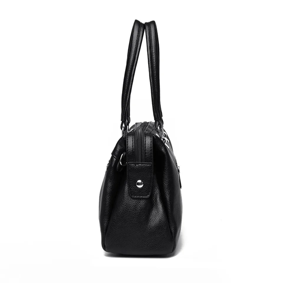 Two Pockets Genuine Brand High Quality Leather Casual Tote Luxury Handbags Women Bags Designer Shoulder Hand Bags for Women Sac