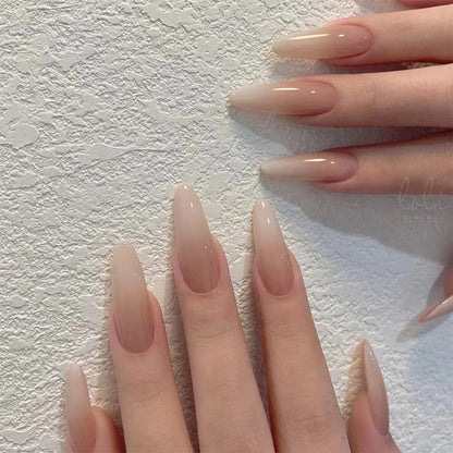 Red Black Gradient Press on Nails Medium Length Coffin Fake Nails with Sticky Tabs Ballerina False Nails Tips for Women 24Pcs Y-10