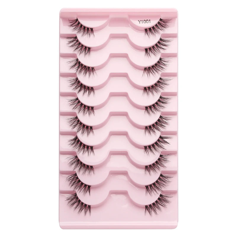 SHIDISHANGPIN 5/10Pairs False Lashes Cat Eye Eyelashes Eyelash Extension 3D Mink Half Lashes Natural Makeup faux Cils maquiagem 10 Pairs Y1001