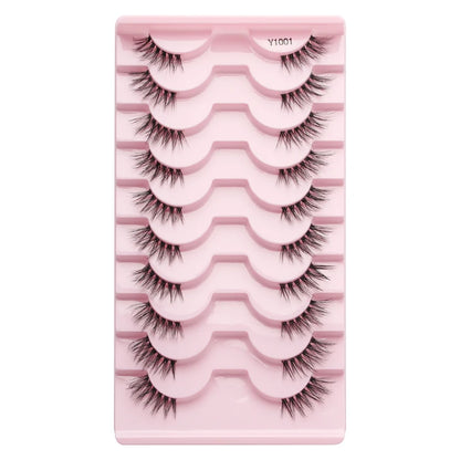 SHIDISHANGPIN 5/10Pairs False Lashes Cat Eye Eyelashes Eyelash Extension 3D Mink Half Lashes Natural Makeup faux Cils maquiagem 10 Pairs Y1001