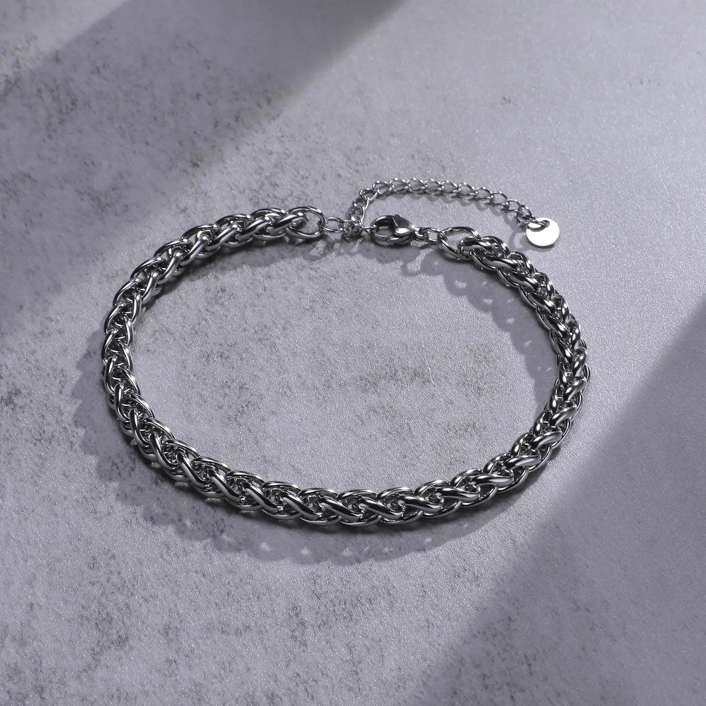 Waterproof Stainless Steel Cuban Wheat Chain Anklet Bracelets for Men, Summer Holiday Beach Foot Gifts Jewelry,Length Adjustable Badiee Stylez