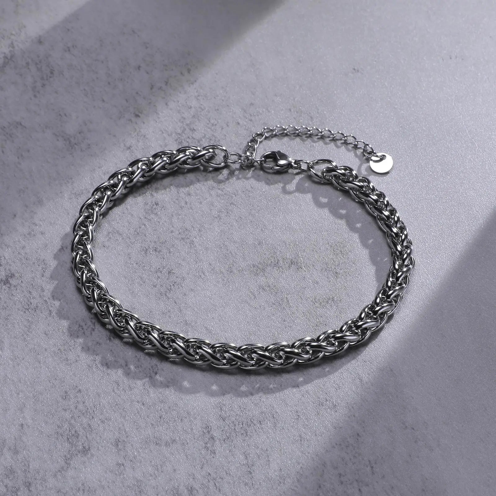 Waterproof Stainless Steel Cuban Wheat Chain Anklet Bracelets for Men, Summer Holiday Beach Foot Gifts Jewelry,Length Adjustable Badiee Stylez