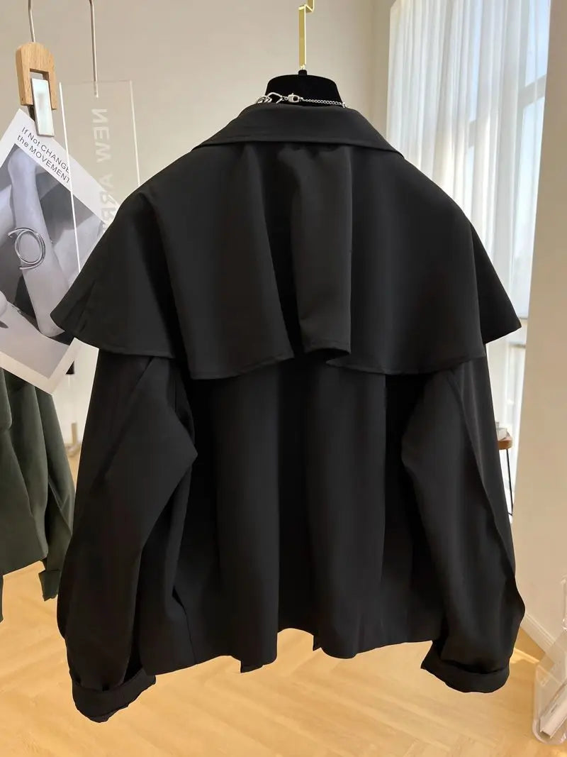 Korean Fashion Cloak Casual Capes Jacket Women's 2024 Autumn Winter Jacket Top Fall Outfits Y2k Streetwear New in Outerwear Goth