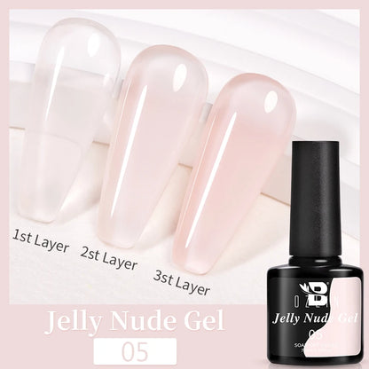 AWStorG15ml 2 IN 1 Crystal Top Coat Transparent Soak Off UV LED Nails Art Manicure Gel Nail Polish Varnishes Primer Function Gel Jelly Nude 05