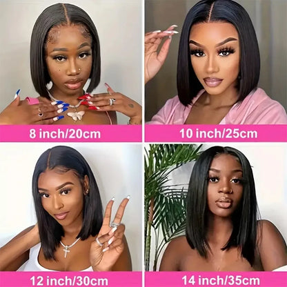 Bone Straight Short Bob Wigs 100% Human Hair Wigs Wear and Go Glueless Lace Front Wig Brazilian Lace Front Human Hair Wigs 180%