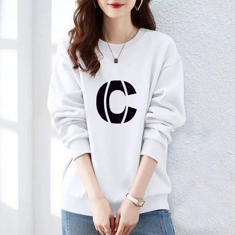 Women Clothing Spring Autumn Long Sleeve Print Letter Loose Casual Hoodies Sweatshirts Lazy Style All-match Tops Trend Fashion