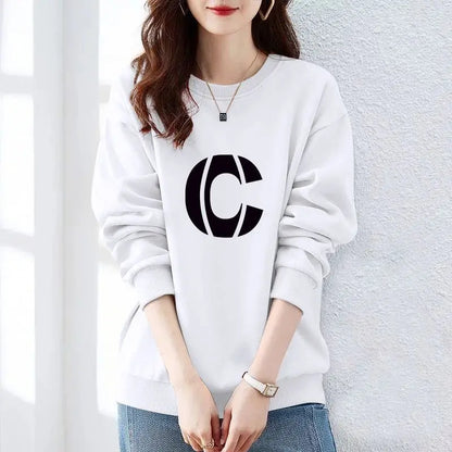 Women Clothing Spring Autumn Long Sleeve Print Letter Loose Casual Hoodies Sweatshirts Lazy Style All-match Tops Trend Fashion