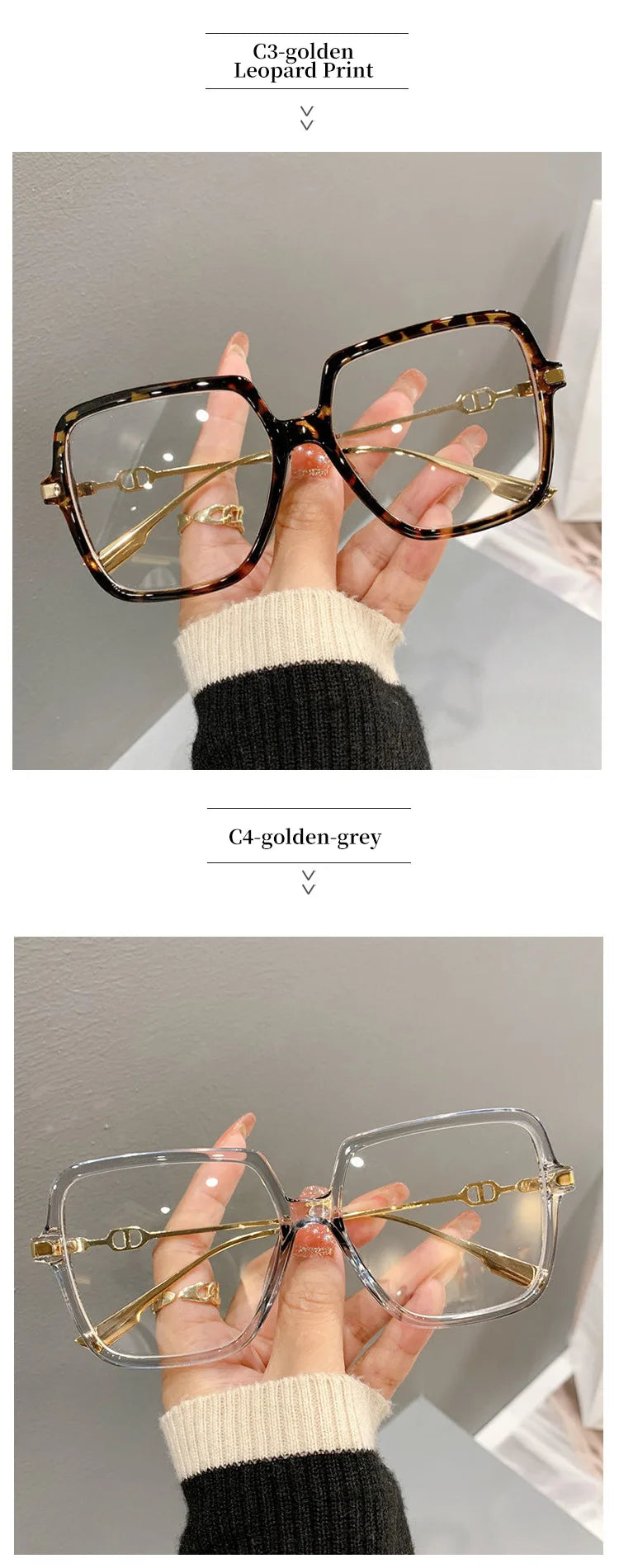 Fashion Oversized Square Eyewear Retro Womens Light Bloking Metal Frame Glasses Trend Optical Computer Eyeglasses Badiee Stylez