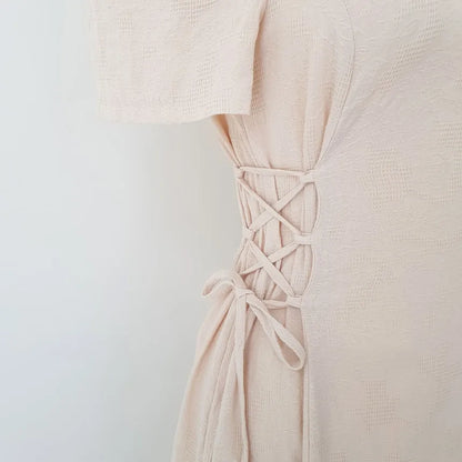 Cotton Linen Dress Long New Hot Sales Woman Short Sleeve Solid Retro Vintage Long Dresses