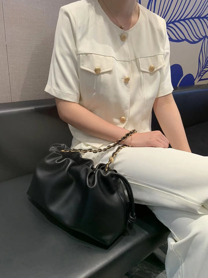 Brand Design Fashion High-grade Texture Leather Cloud Bag Luxury Ladies High Quality Cowhide Shoulder Crossbody Bags For Women