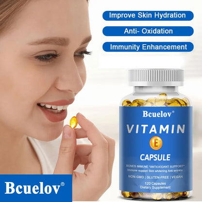 Bcuelov Vitamin E Softgels, Antioxidant Supplements, Easily Absorbed - Supports Skin, Heart & Immune Health Capsules, Non-GMO