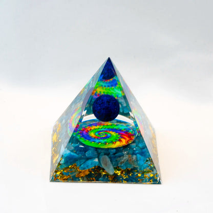 Natural Crystal Energy Generator Pyramid Peridot Amethyst Reiki Healing Chakra Resin Pyramid Egyptian Decor Room Decoration 1pc