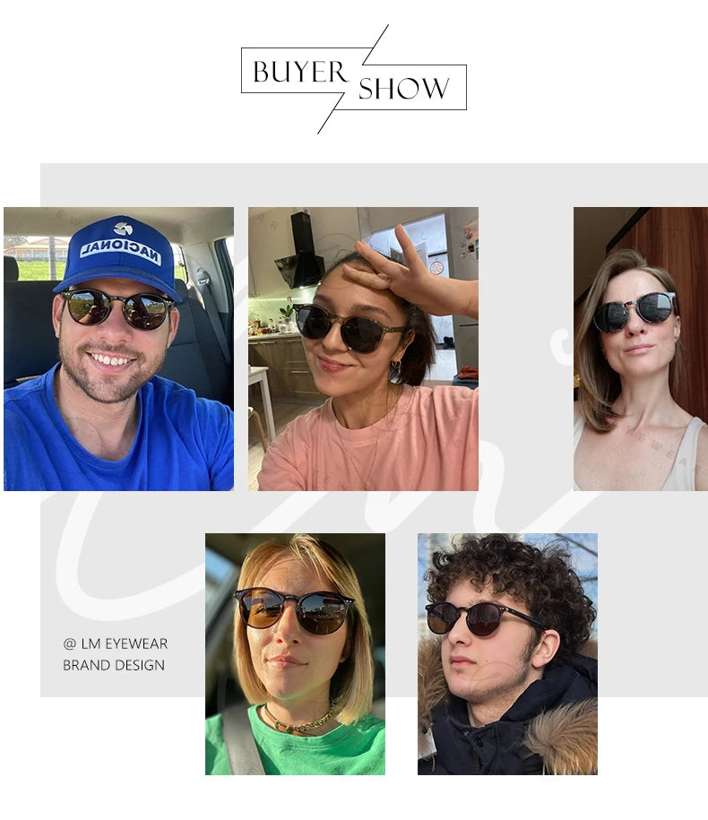 LM Retro Round Sunglasses Women Men Ultralight TR90 Polarized Unisex Driving Shades Vintage Sun Glasses UV400 Gafas De Sol