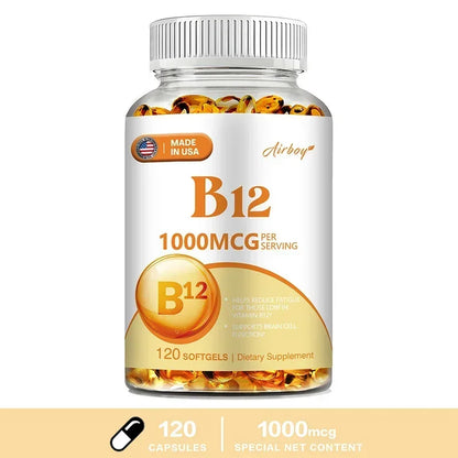 Vitamin B12 1000mcg - Benefits Brain & Heart Function, Memory, Learning, Helps Boost Natural Energy 120 Capsules