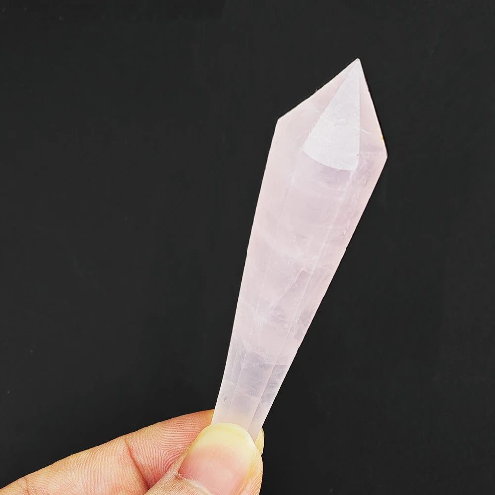 Natural Red Glue Flower Wand White Crystal Tower Home Decoration Rock Quartz Wand Single Point Polished Obelisk Healing Gift Pink Crystal hieght 5-7cm 1pc